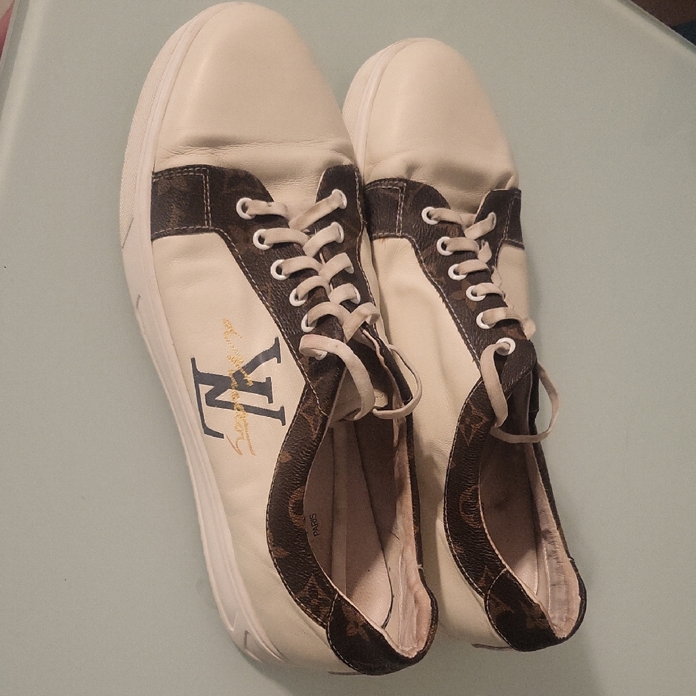 Louis Vuitton White and Brown Sneakers